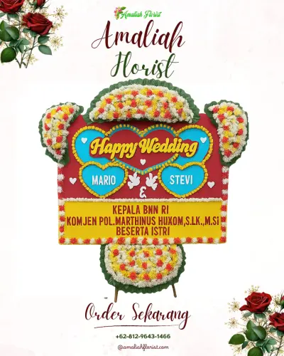 Karangan Papan Bunga Pernikahan di Giling
